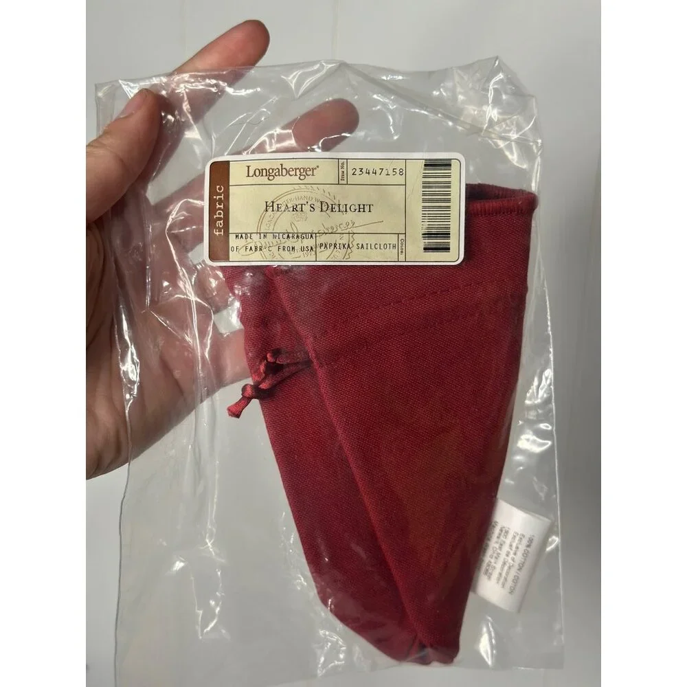 Longaberger Hearts Delight Paprika‎ Red Sailcloth Basket Liner #23447158 NEW